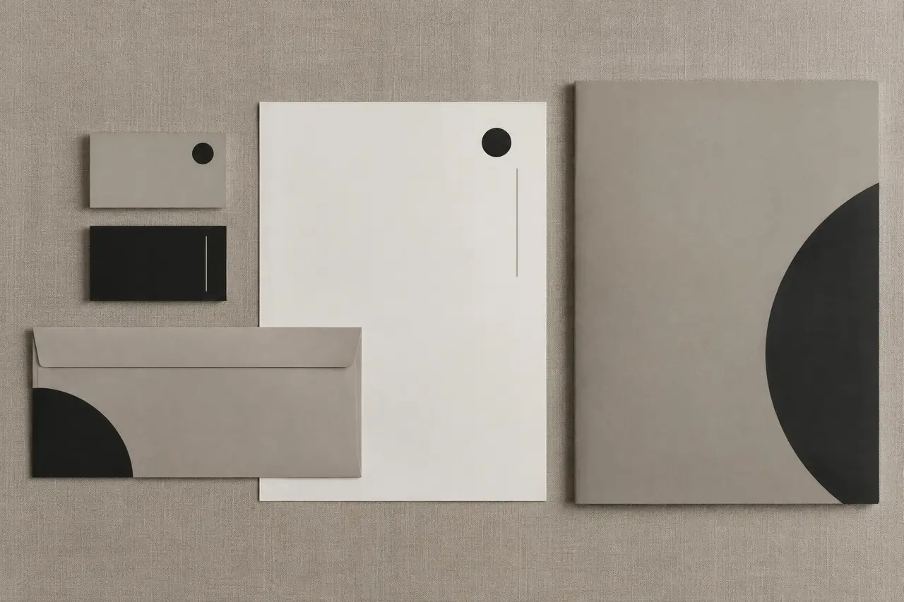 Identity set of cards, letterhead, envelope and folder