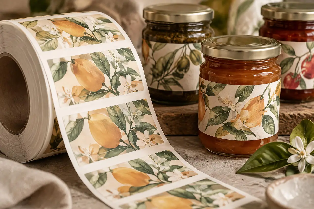 Jar labels and label roll — labels printing example