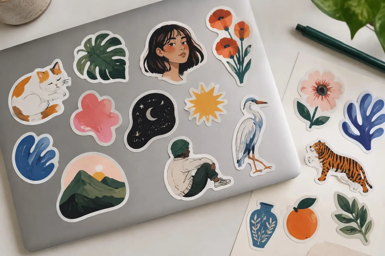 Illustrated die-cut stickers