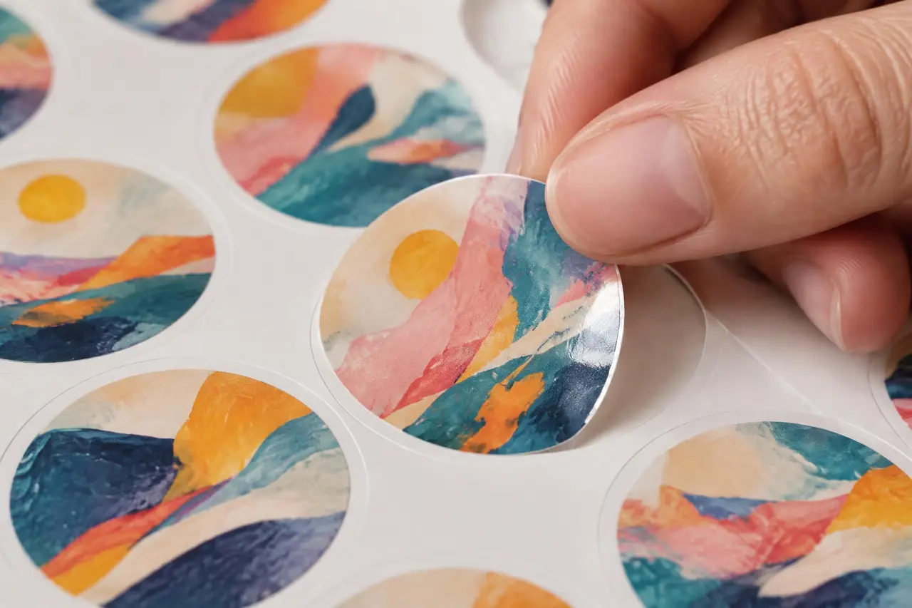 Peeling a round sticker